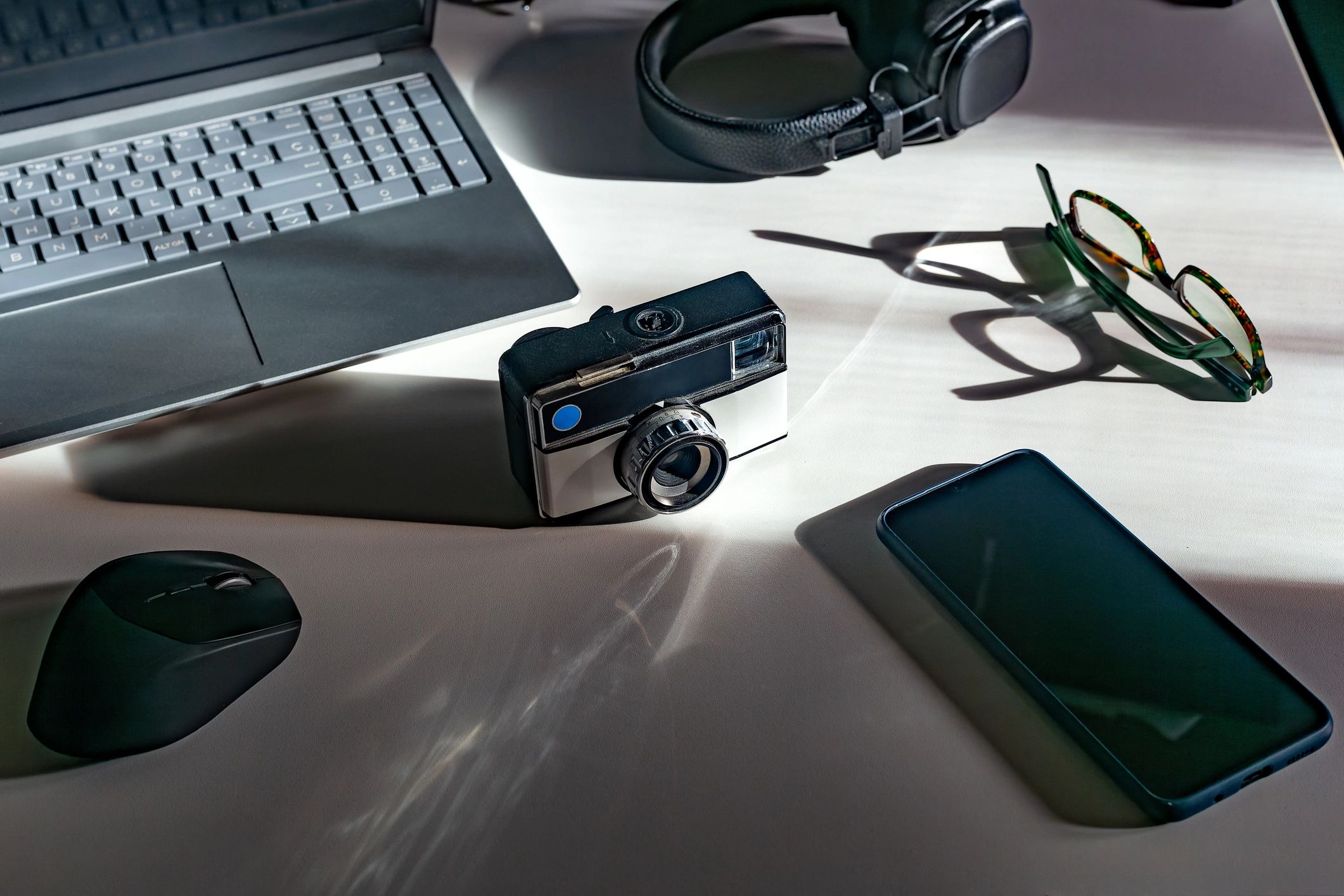 Electronics and gadgets on a desk